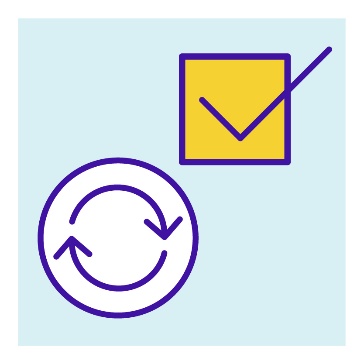 2 curved arrows following each other and a check box.