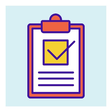 A clipboard with a check box and some text.