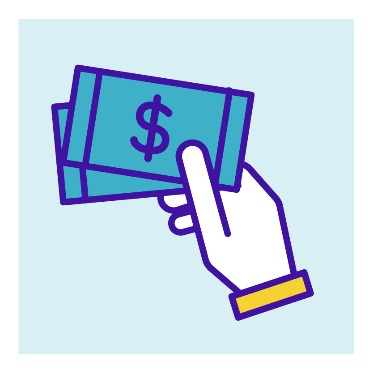 A hand holding out 2 cash notes.