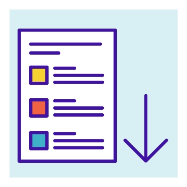 A page of Easy Read and an arrow pointing down.