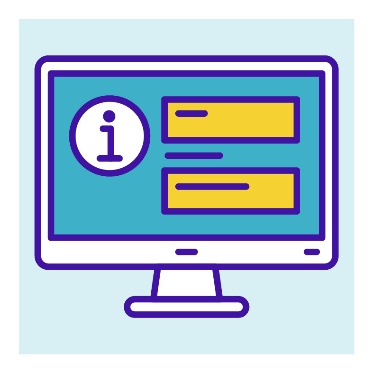 A computer screen showing an information icon and a form to fill out.