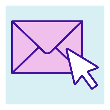 A computer pointer over an envelope.