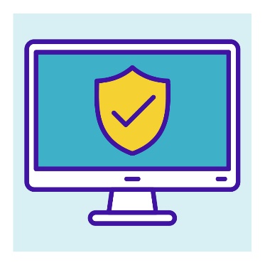 A computer screen showing a shield with a tick on it.