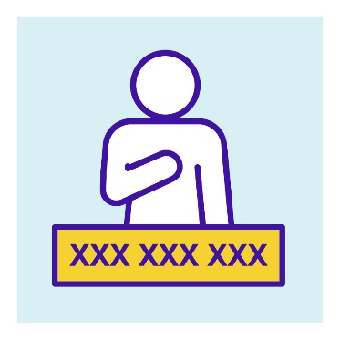 A person pointing to themself. Below them is a number with 9 digits.