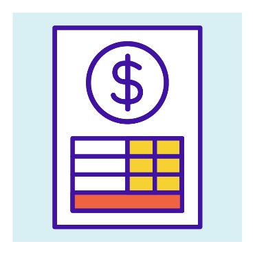 A document showing a dollar sign and a table of information. 