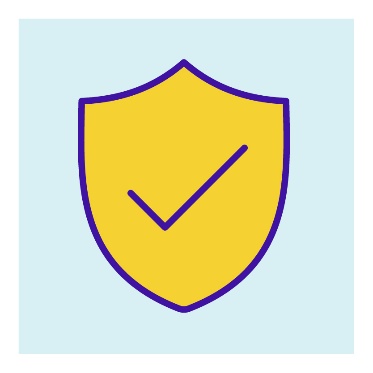 A shield with a tick on it.