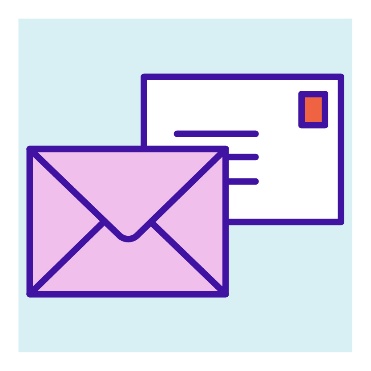 An envelope with a stamp and address on it.